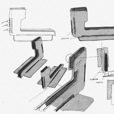 Concept sketches exploring different design approaches during early product development